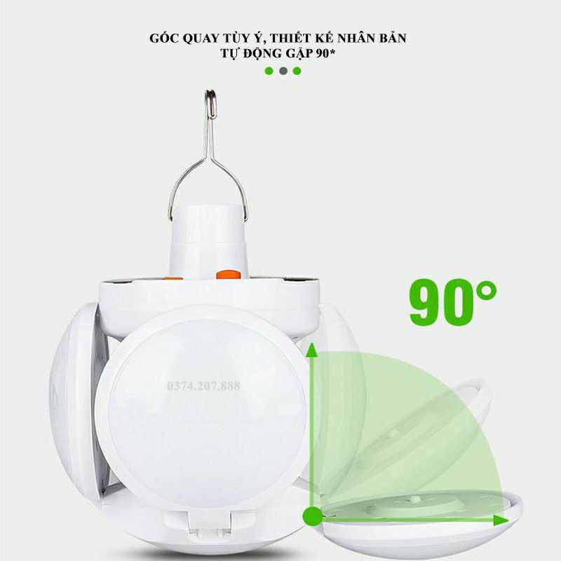 Bóng đèn led tích điện, năng lượng mặt trời hình 4 Cánh Hoa có thể đóng mở (40W) .