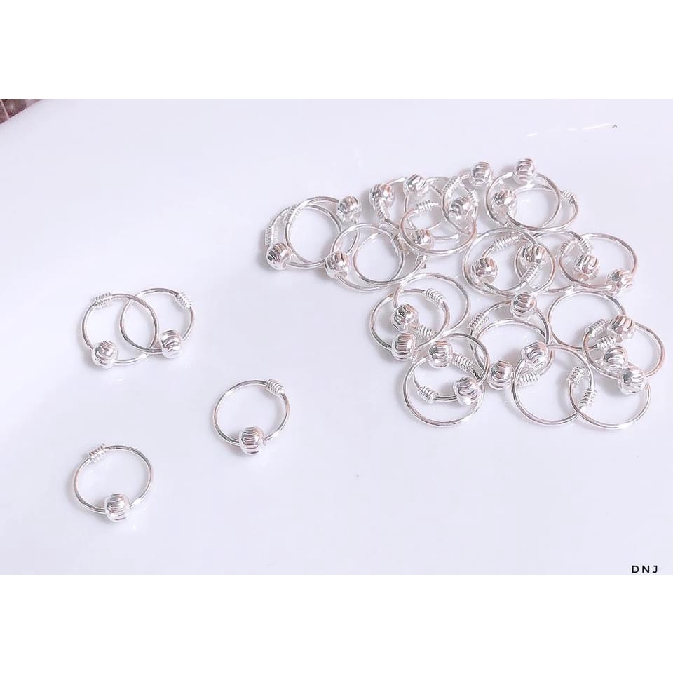 Bông tai bi phay nhỏ xinh cá tính chuẩn bạc ta - Kho sỉ bạc Nhất Linh