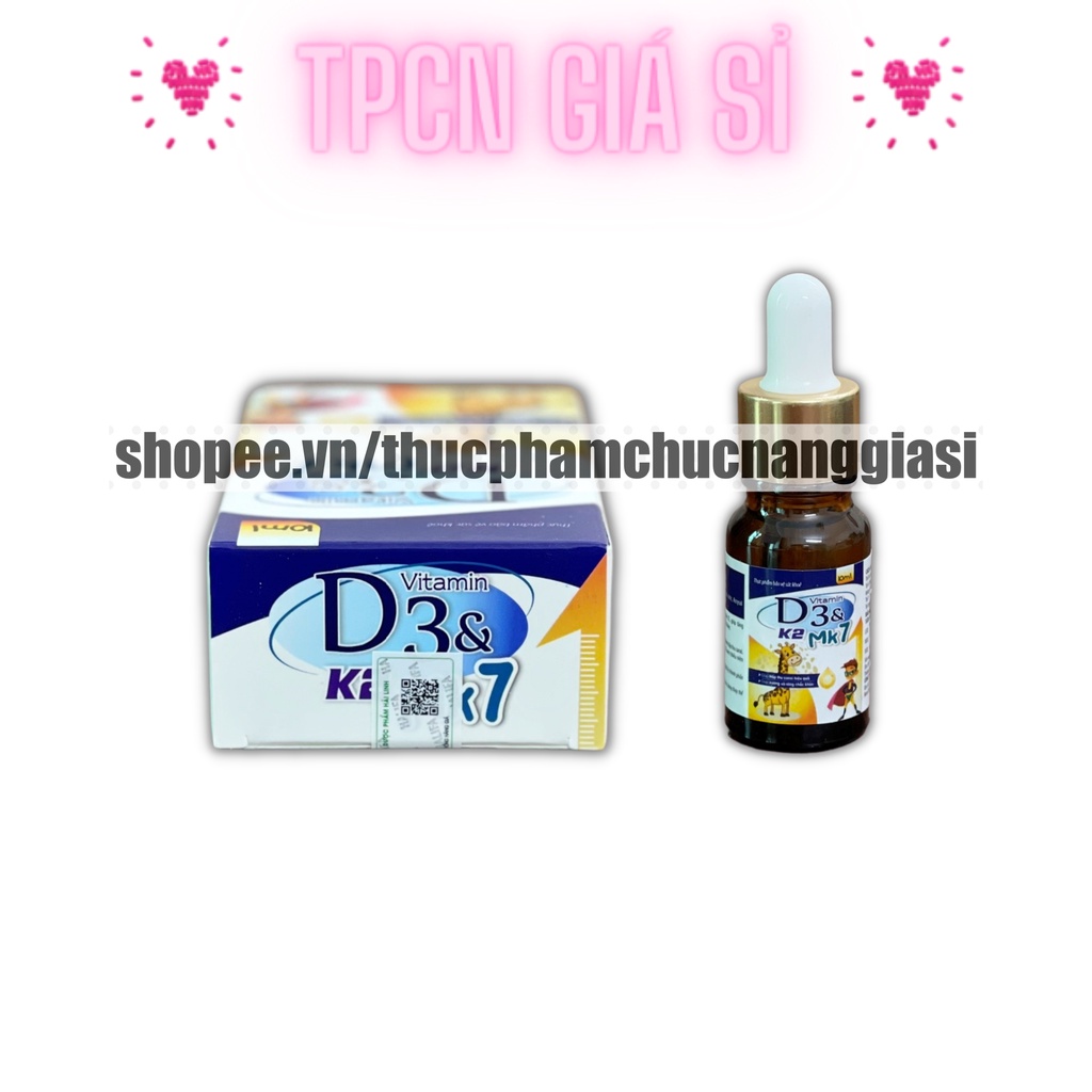 Siro nhỏ giọt bổ sung VITAMIN D3 VÀ MK2 MK7 cho trẻ, giúp tăng cường hấp thu, hỗ trợ xương và răng chắc khoẻ - Hộp 1 lọ