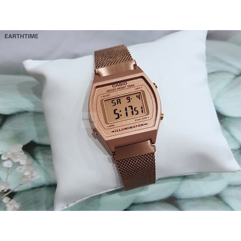 Đồng hồ nữ chính hãng CASIO B640WMR-5A dây mesh goldrose