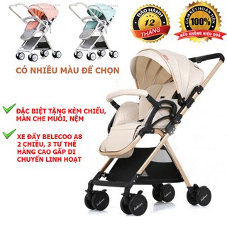 Free Ship CHÍNH HÃNG Xe đẩy Belecoo A8 2 chiều 3 tư thế, xe đẩy em bé