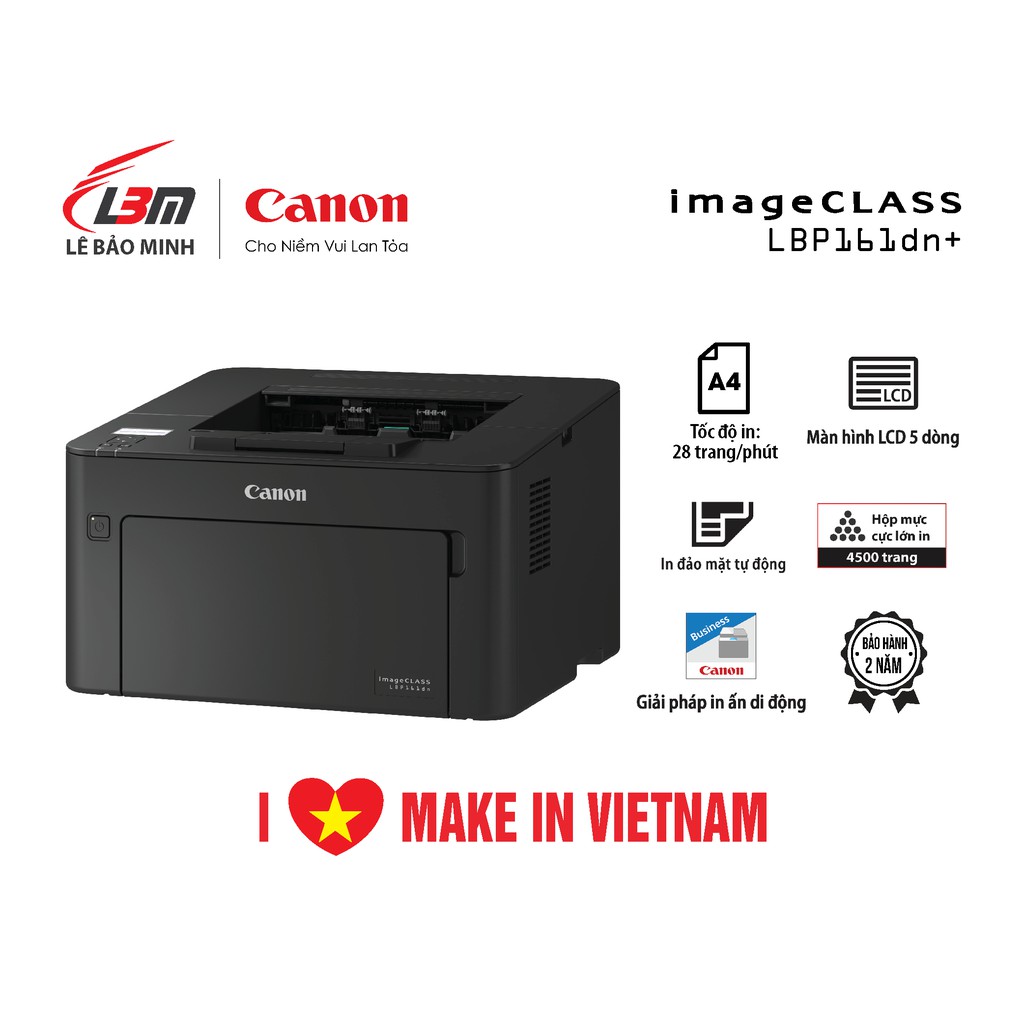 [Mã ELCL12 giảm 9% đơn 300K] Máy in laser Canon A4 LBP161dn+