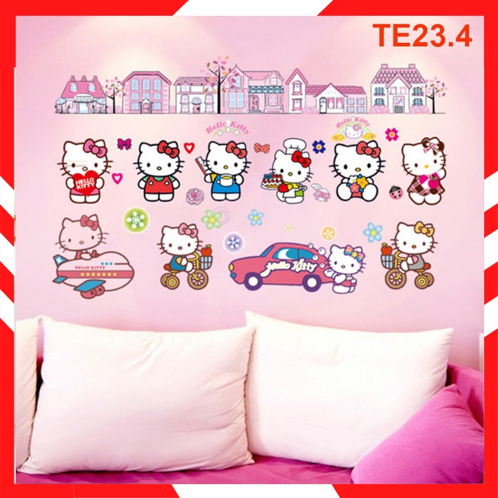 Decal dán tường hình Hello kitty cho bé TE23.4