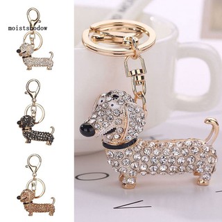 Móc khóa hình chó Dachshund đính kim cương giả