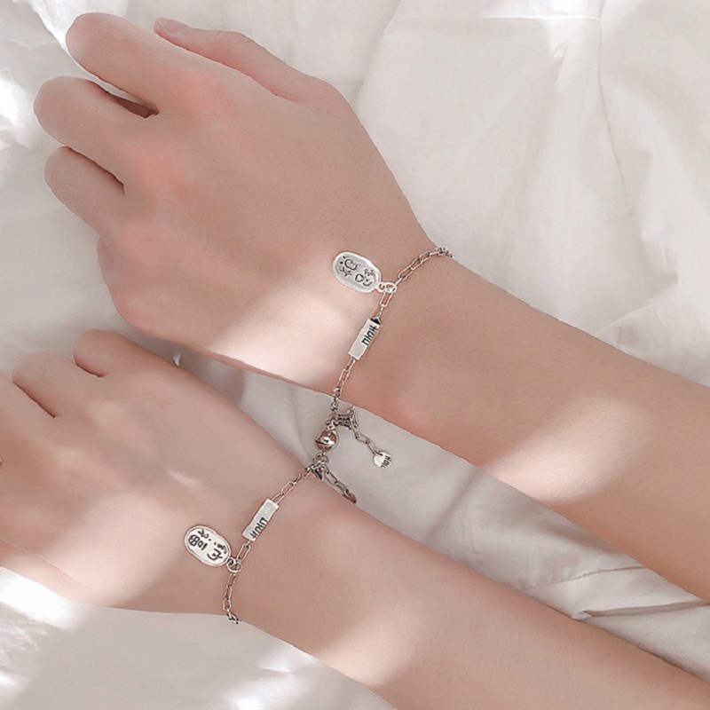 Vòng tay kim loại MANYUE mặt khắc chữ may mắn phong cách thời trang Hàn Quốc