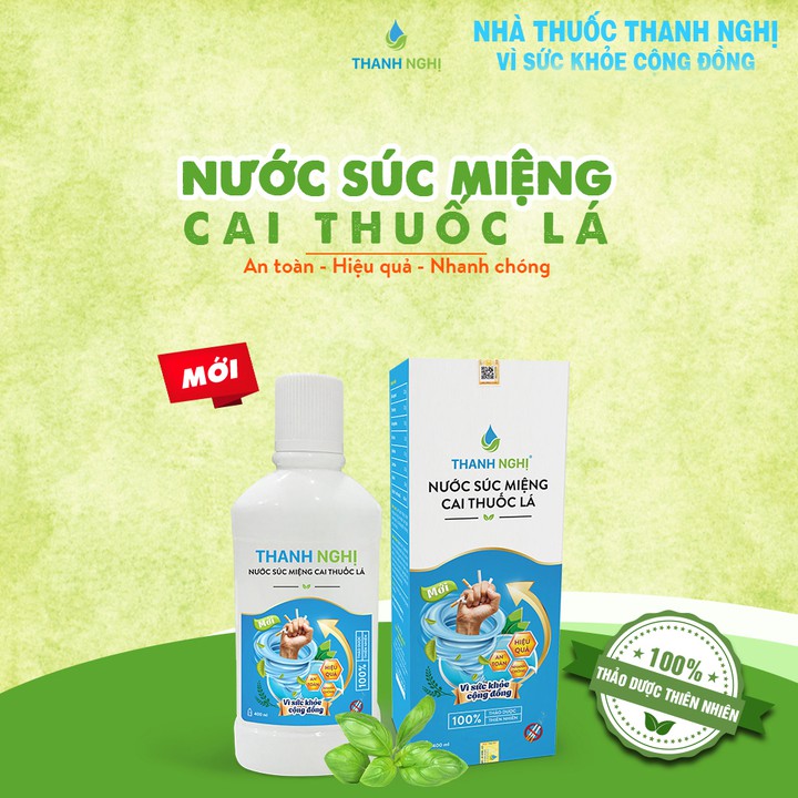Nước Súc Miệng Cai Thuốc Lá, Thuốc Lào Thanh Nghị - Hỗ trợ cai thuốc lá hiệu quả (Mẫu mới) 01 chai x 400ml