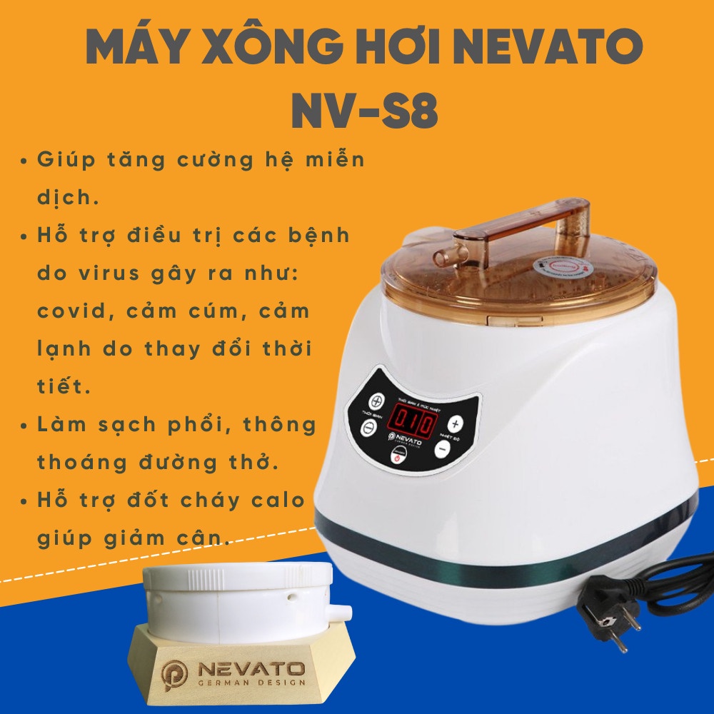 Máy Xông Hơi Giải Cảm Nevato NV-S8 Công Suất 1500W Dung Tích Nồi Xông 2.8 Lít