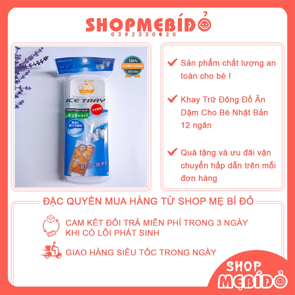 Khay Trữ Đông Đồ Ăn Dặm Cho Bé Nhật Bản 12 ngăn Shop Mẹ Bí Đỏ ATD05