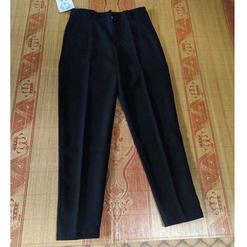 Quần tây đen nữ lưng cao đi học sinh cho cấp 2 3 bigsize dáng dài đáy cao - Quần vải baggy nữ cạp cao liền mặc công sở
