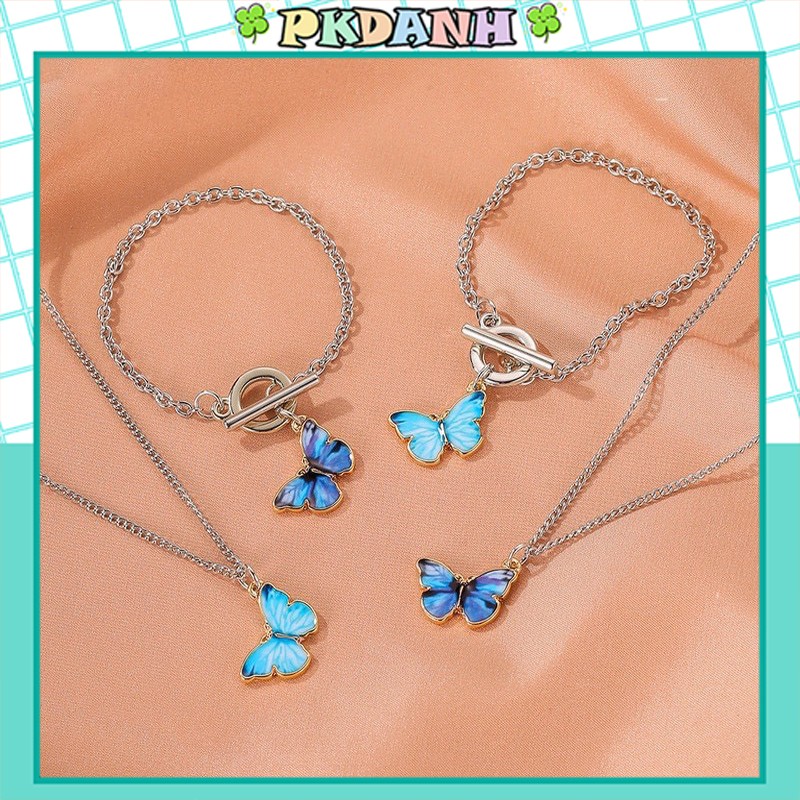 Dây chuyền nữ hình bướm phong cách hàn quốc đẹp, vòng cổ đeo tay nam nữ unisex cá tính