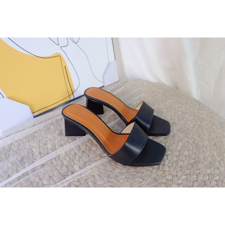 Dép Guốc 5cm - THENYSMILE - Gót nhọn bản ngang rắn - EWIN 1 2