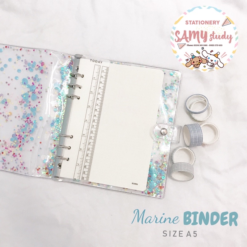 Binder-Sổ còng A5 Marine Đại dương lấp lánh trang trí Journal