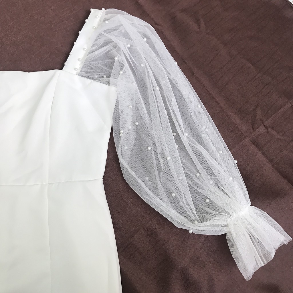 [ SIÊU SALE - HÀNG VNXK ] Đầm Trắng Đính Hạt Dễ Thương Kèm Ảnh Thật