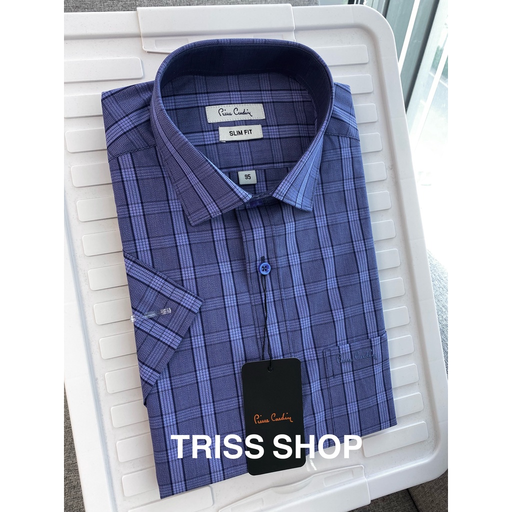 Áo sơ mi nam ngắn tay Pierre Cardin 10 vải Cotton chống nhăn Form Slimfit