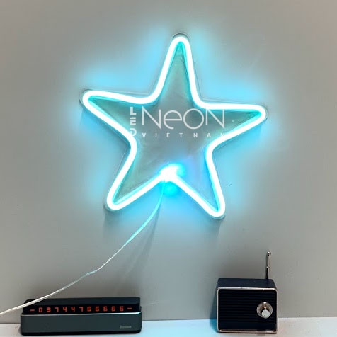 Đèn Neon | NGÔI SAO | KT 22x22cm | tặng Miếng Dán , tặng ADAPTER , tặng 1,5m Dây Điện Tàng Hình |