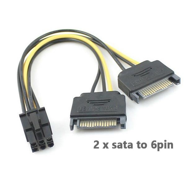 Cáp chuyển nguồn 2 SATA sang 1 đầu 6PIN cho VGA Card màn hình 20Cm