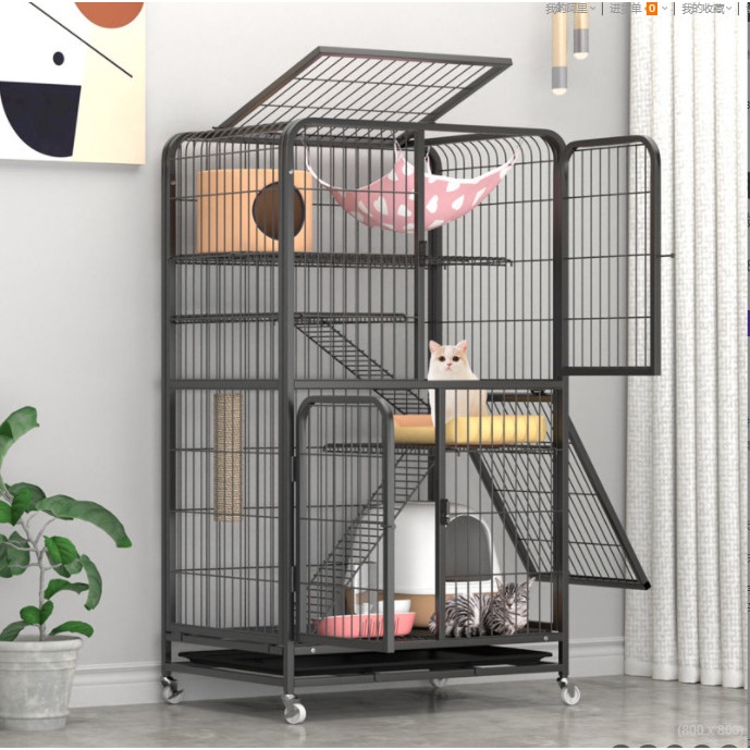 Chuồng 3 tầng cho mèo 156*78*54cm 3 màu đen trắng và hồng kèm hình thật shop chụp