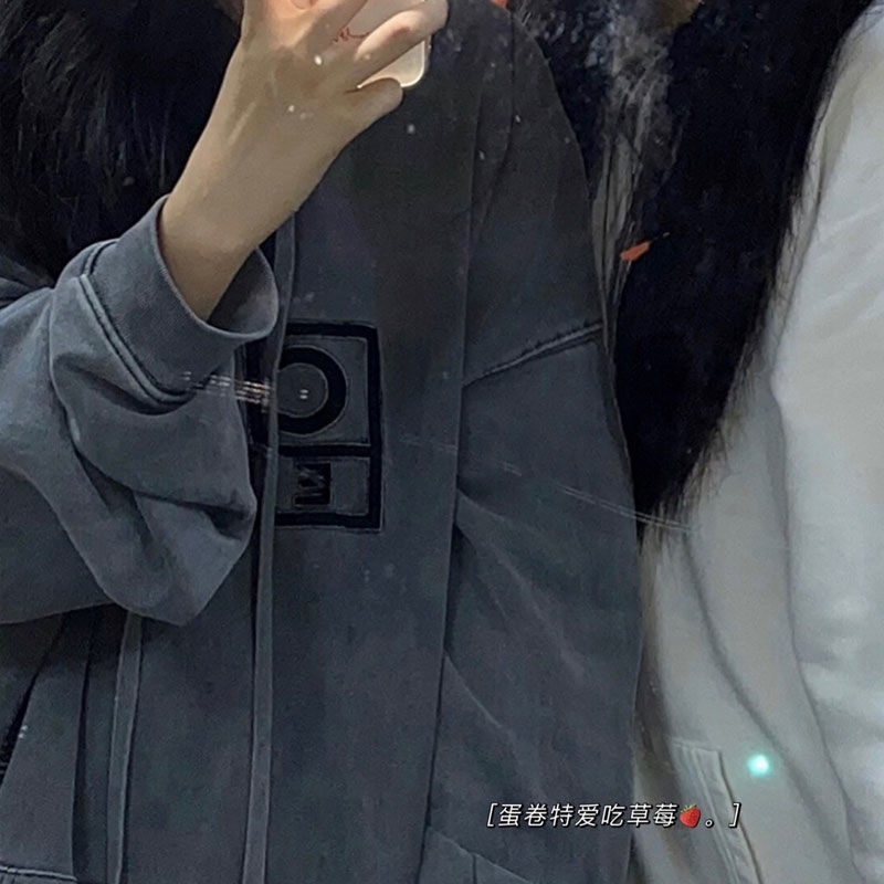 Áo Hoodie Dáng Rộng Thêu Chữ Thời Trang Cho Nữ