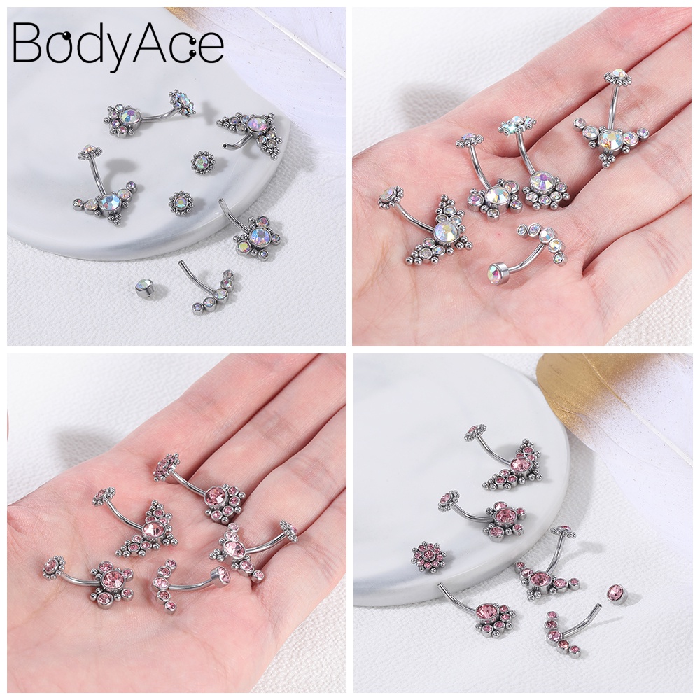 1 Bộ Khuyên RốN HìNh Tim ĐíNh Đá BằNg ThéP Không Gỉ