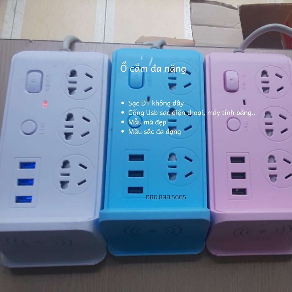 Ổ cắm điện đa năng thông minh, tích hợp sạc không dây, USB sạc nhanh