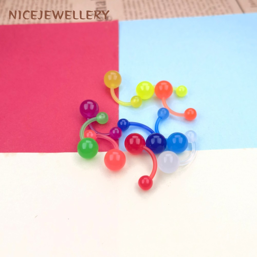 Khuyên Rốn Bằng Acrylic 1.6mm Có 10 Màu Phát Sáng Phong Cách Âu Mỹ