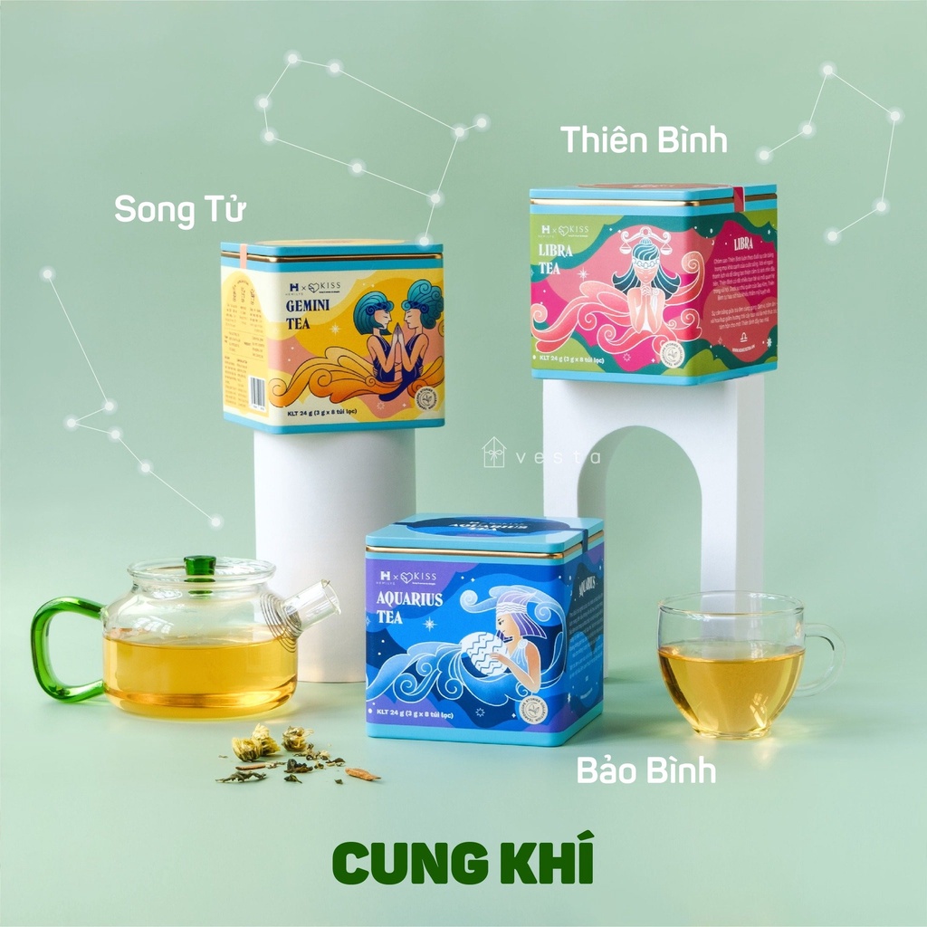 Trà Thảo Mộc Bảo Vệ Và Cải Thiện Sức Khỏe Cung Hoàng Đạo Cung BẢO BÌNH AQUARIUS Tearoscope Hemilys