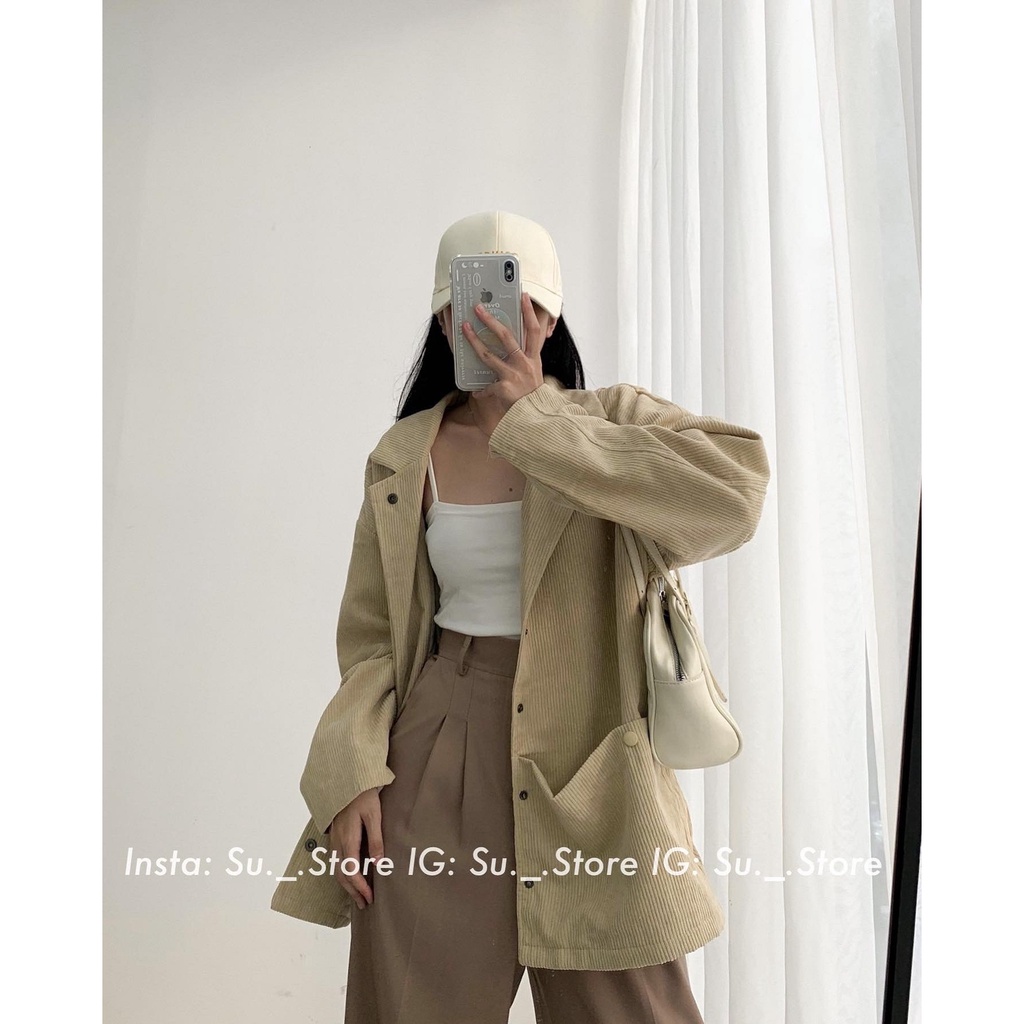 Áo khoác nhung gân oversize túi vuông A2364 SUSTORE