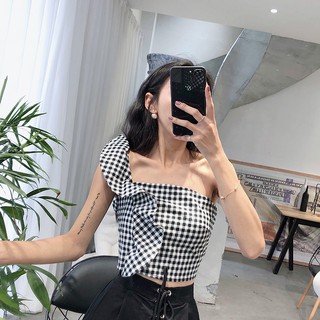 Áo croptop kẻ caro