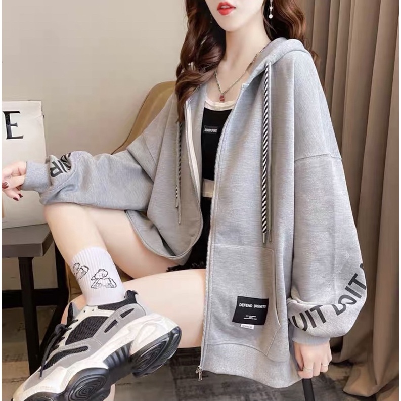 áo khoác hoodie nữ in 2 tay