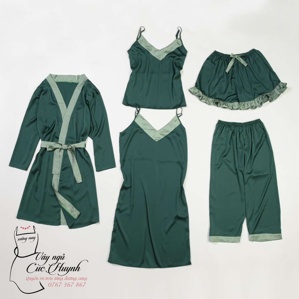 Sét ngủ 5 món cao cấp, Bộ đồ ngủ phối ren kèm áo choàng dễ thương quyến rũ, nhiều size từ 40-80kg mặc vừa | BigBuy360 - bigbuy360.vn