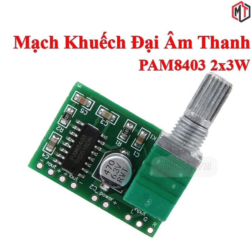 Mạch Khuếch Đại Âm Thanh PAM8403 6W Hifi 2.0 Class D (Có Chỉnh Volume)