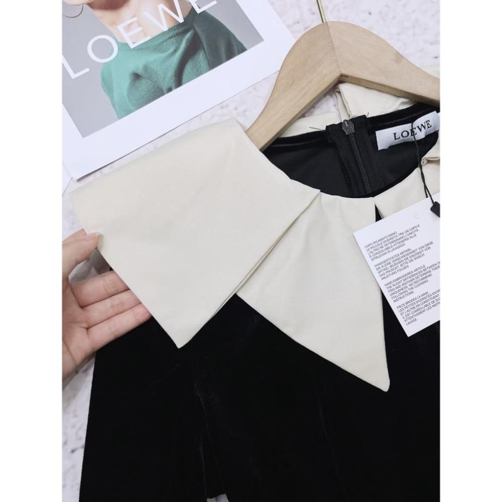 VÁY NHUNG PHỐI CỔ XOÈ 3 TẦNG
