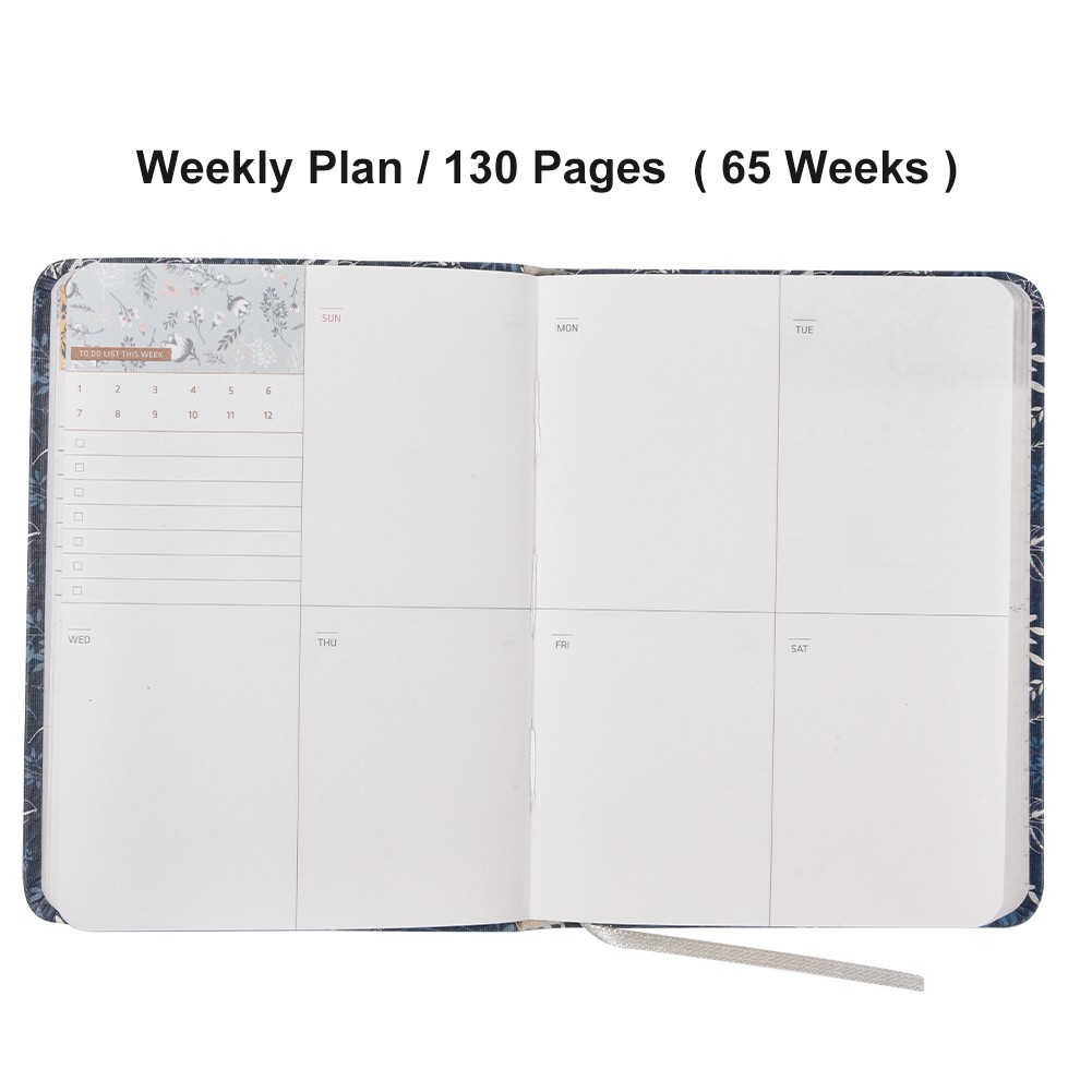 Sổ 96 trang ghi kế hoạch hàng tuần và hàng tháng cũng như học tập năm 2020 kích thước 5.7"x4.3" bìa hoa