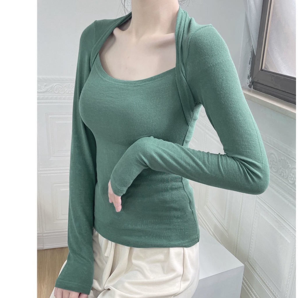 Áo thun COZOKC tay dài dáng ôm thời trang xinh xắn