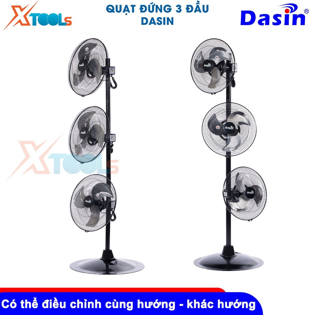 Quạt đứng 3 đầu Dasin Công suất: 41W-76W, hai màu: đen, bạc, Chất liệu: Nhôm, Quạt đứng công nghiệp [CHÍNH HÃNG][XTOOLS]