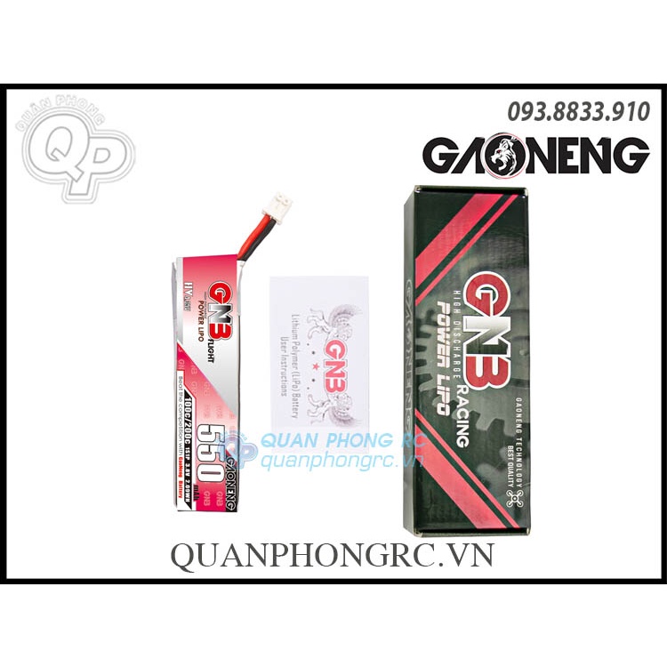 Pin GNB 550mAh 1S 100C 3.8V LiHV Battery PH2.0