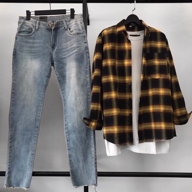 Áo Somi Caro Flannel vàng tay dài phong cách trẻ trung năng động dễ phối đồ | BigBuy360 - bigbuy360.vn