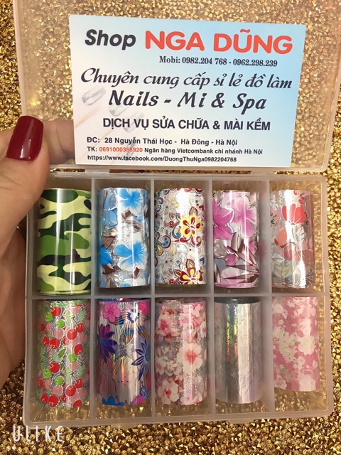 phoi dán móng chân và tay trang trí móng tay chân 1 sét 10 mẫu