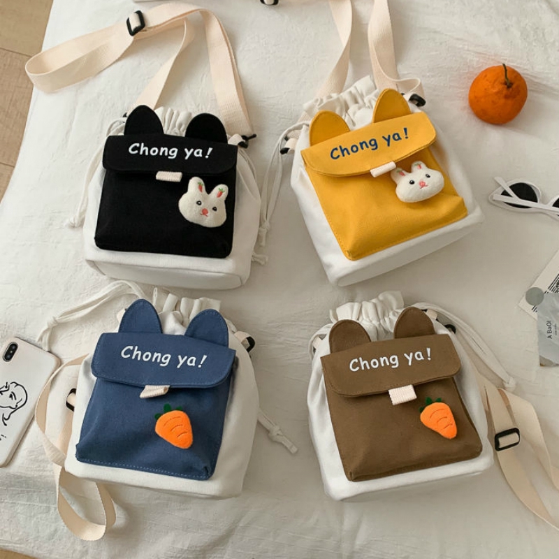 Túi Đeo Chéo Vải Canvas Phong Cách Nhật Bản Hàn Quốc Mới 2024