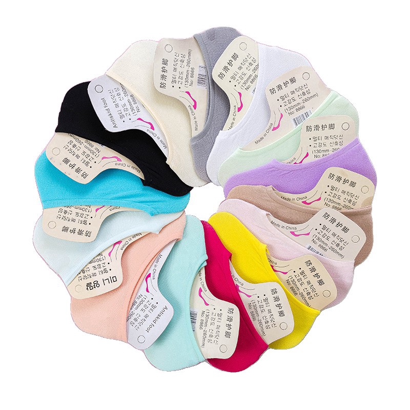 Tất Chân Lười Màu Pastel Thích Hợp Mang Giày Búp Bê Chống Đau Gót Chân