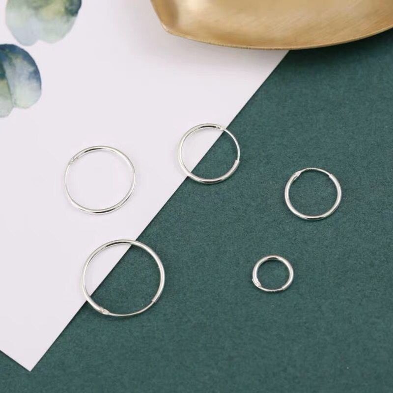 Khuyên Tai Tròn Bản To Mạ Bạc 925 Thời Trang