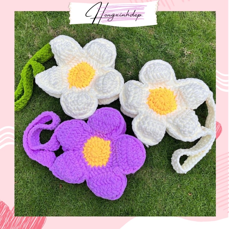 Túi xách nữ bông hoa 5 cánh bằng len - Bloom flower bag