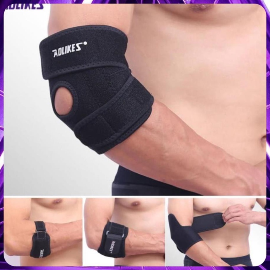 Đai khuỷu tay Aolikes al 7946 7947 7949 7646 có đệm hơi silicone băng quấn bắp cánh bó bảo vệ thể thao gym yoga