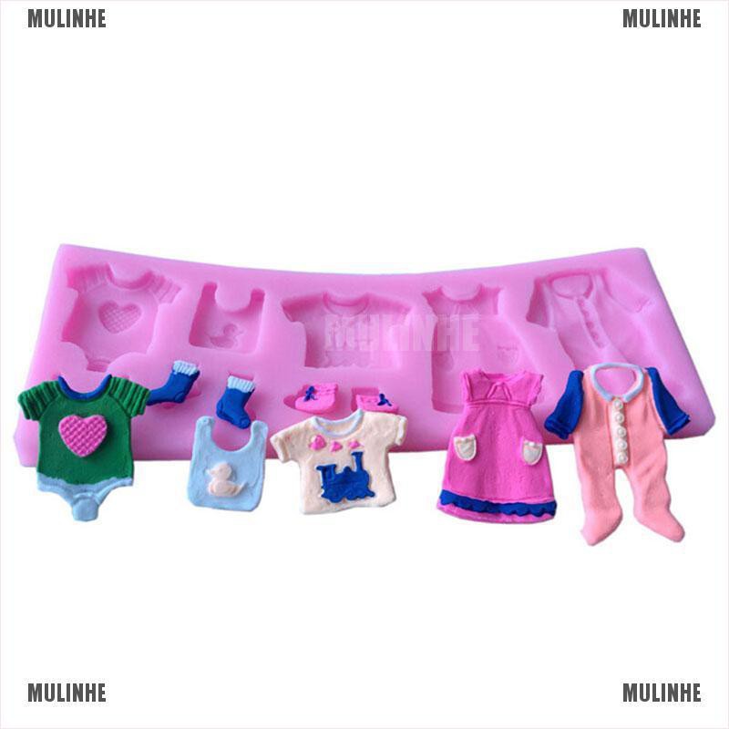 Khuôn Silicone Tạo Hình Trang Trí Bánh Kem Hình Quần Áo Em Bé 3D DIY