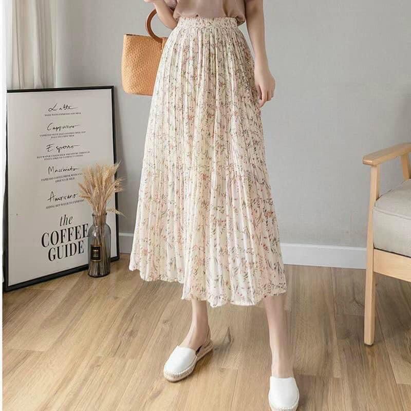 (Sẵn hàng) Chân váy chiffon hoa nhí, chân váy xoè dài dập li nhỏ, hoa nhí ulzzang ( Kèm Ảnh Thật) | BigBuy360 - bigbuy360.vn