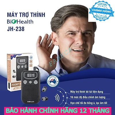 Máy trợ thính có dây BIOHEALTH JH-238 cho người già, người lãng tai, cao cấp, không nhiễu âm - Chính hãng