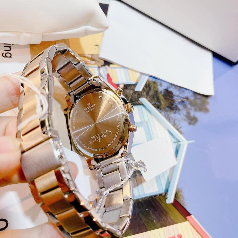 Đồng Hồ Nữ Caravelle 45L148 mặt trắng dây demi