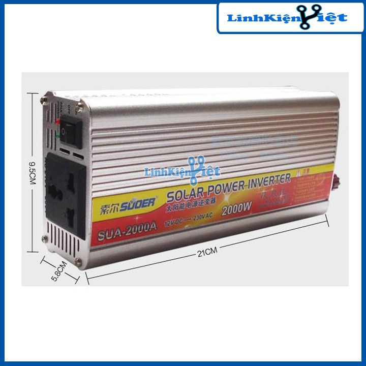 Kích điện SDA 12VDC lên 220VAC Sin Mô Phỏng - 2000W