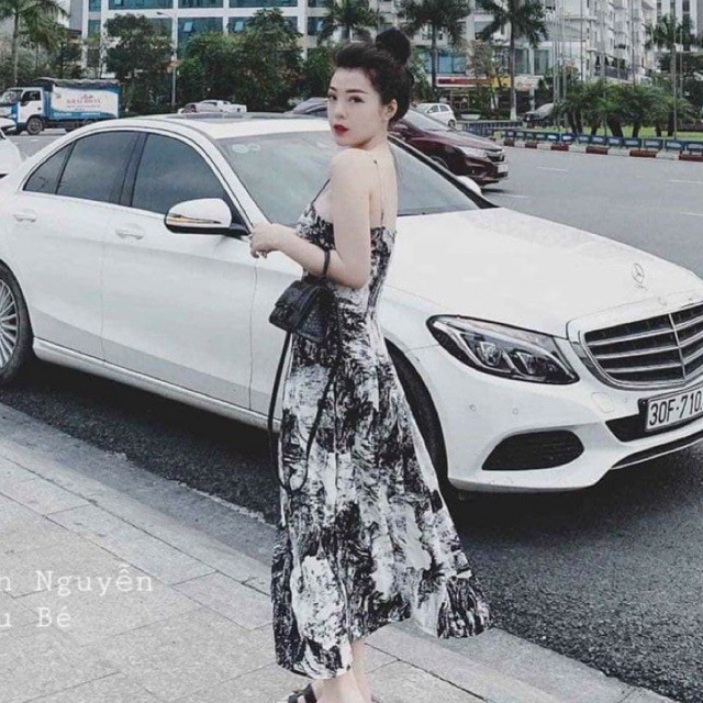 [Mã FAMARAL1 giảm 10K đơn 50K] váy 2 dây loang dáng xòe lạ mắt