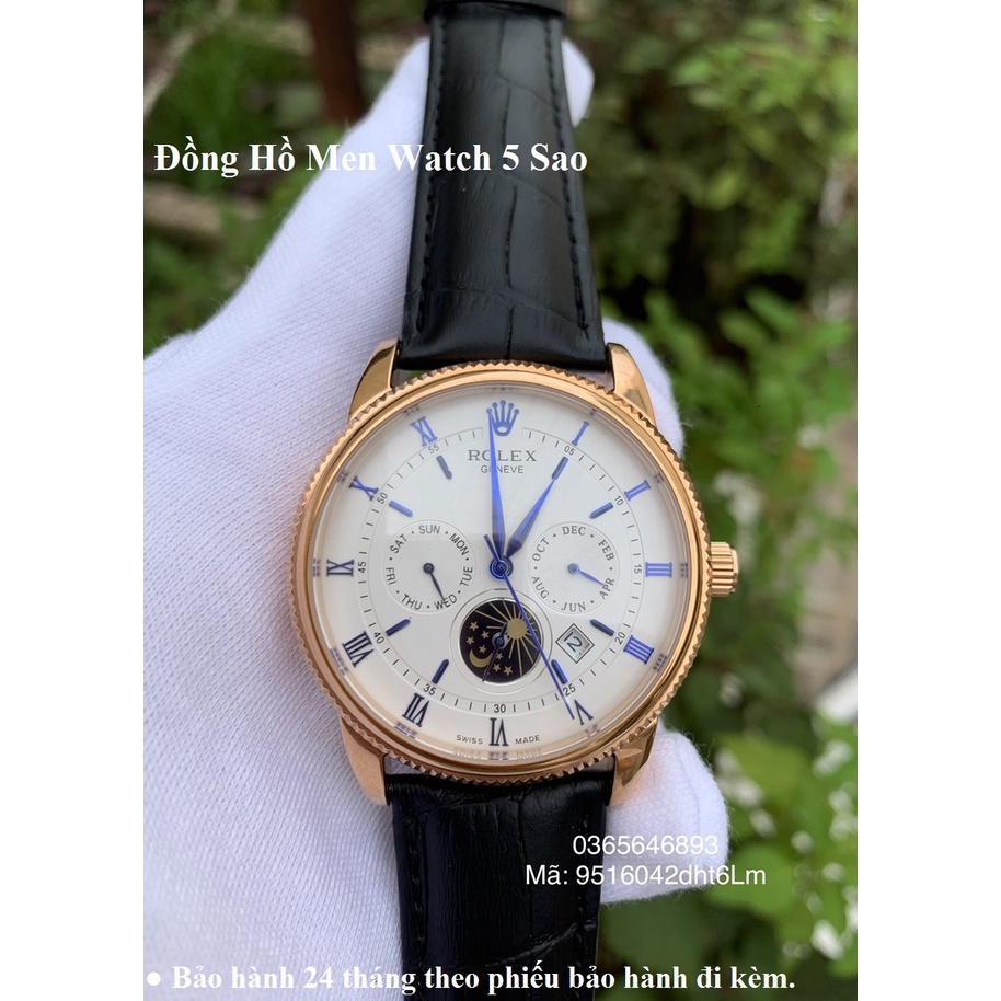 Đồng hồ ROLEX da 6 kim Nam Cơ tự động AUTOMATIC và lộ cơ chống nước 5ATM Kính SAPHIRE sang trọng Bảo Hành 24 Tháng